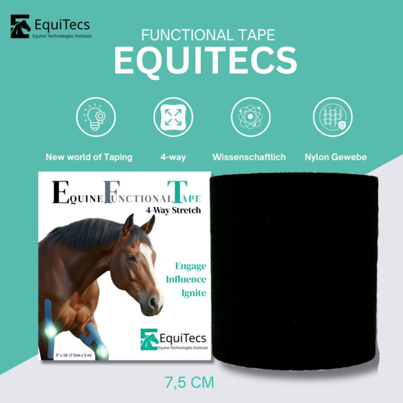 EquiTecs - Biomechanisches Tape 4-Way 7,5cmx5m Schwarz