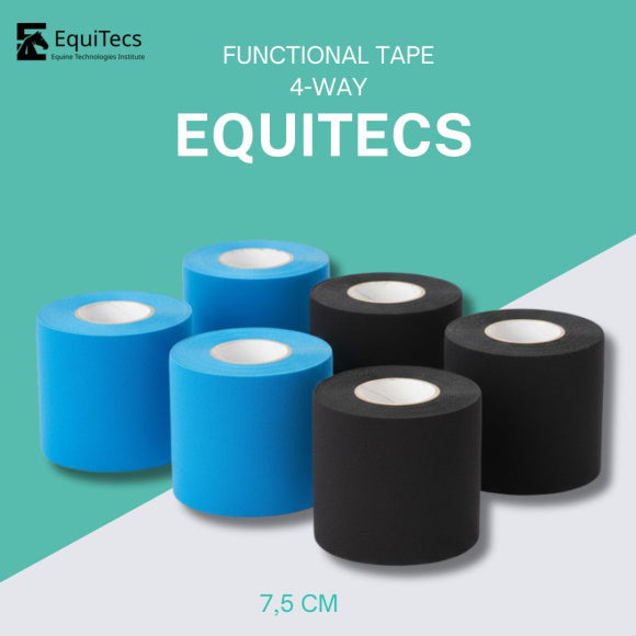 EquiTecs Biomechanisches Tape 4-Way 7,5cmx5m Set (Hellblau,Schwarz)