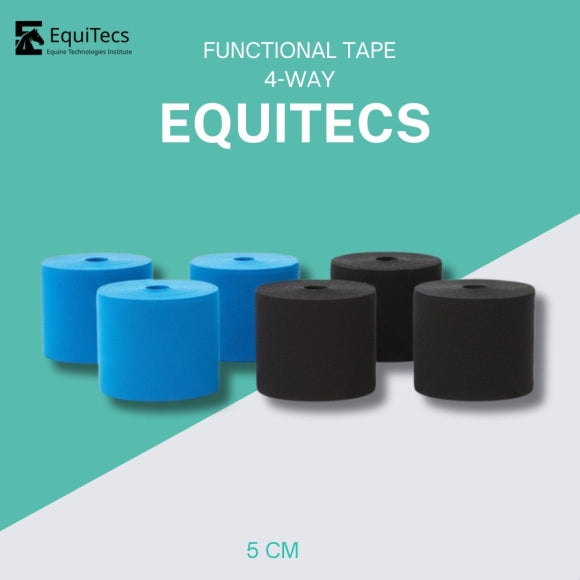 EquiTecs - Biomechanisches Tape 4-Way 5cmx5m Set (Hellblau, Schwarz)
