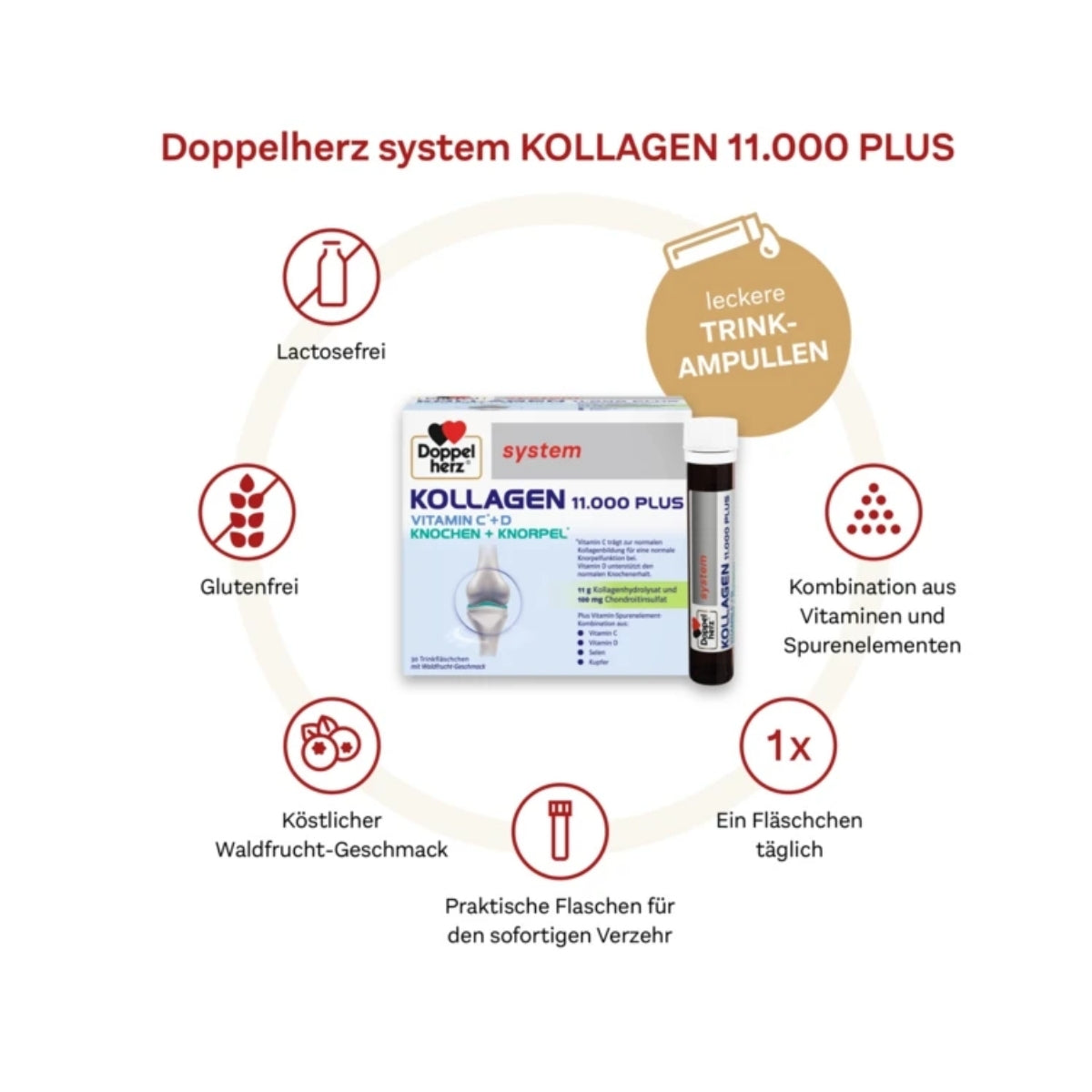 DOPPELHERZ Kollagen 11.000 Plus system Ampullen, 30 Stück