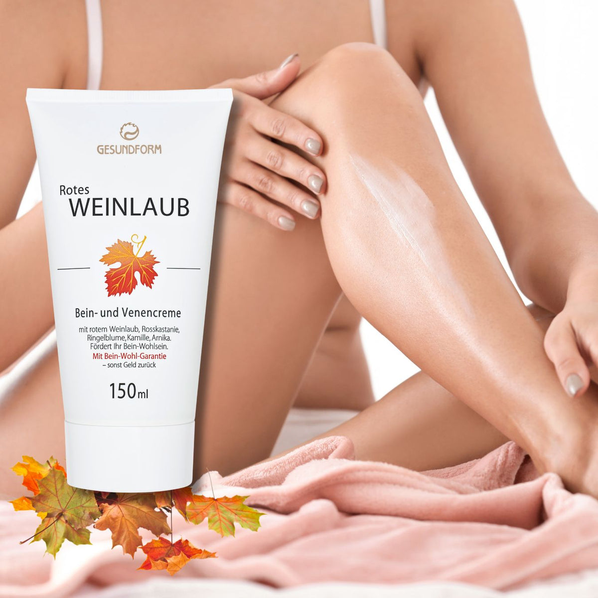 GESUNDFORM - Hochwertige Bein- und Venencreme mit rotem Weinlaub, Spar-Set 3x150ml