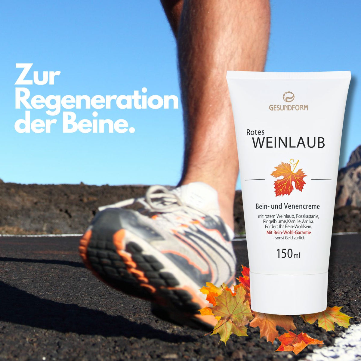 GESUNDFORM - Hochwertige Bein- und Venencreme mit rotem Weinlaub, Spar-Set 3x150ml