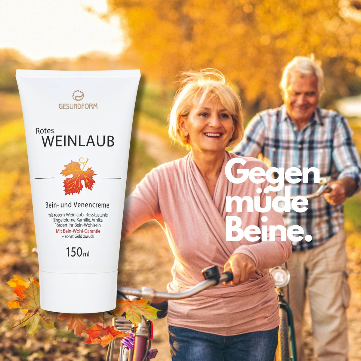GESUNDFORM - Hochwertige Bein- und Venencreme mit rotem Weinlaub, Spar-Set 3x150ml