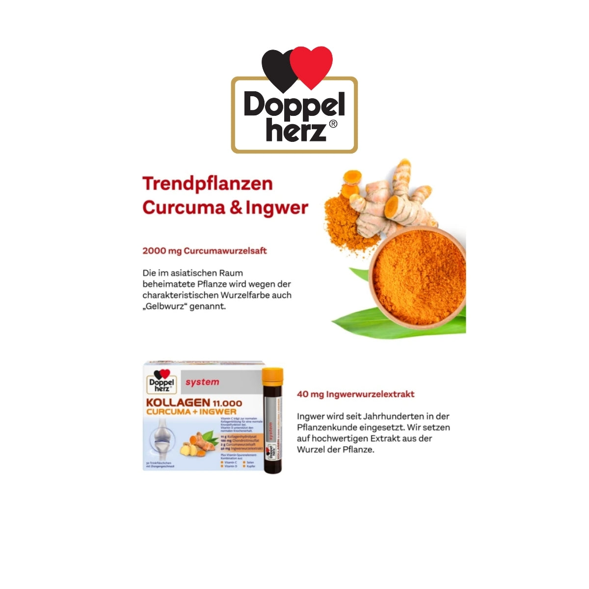 Doppelherz system KOLLAGEN 11.000 CURCUMA + INGWER, 30 Stück