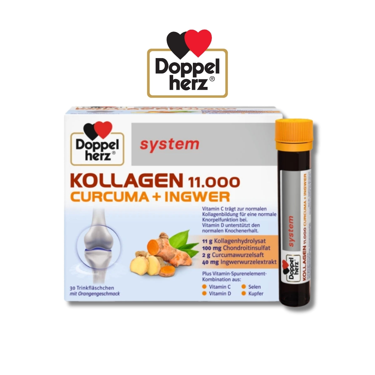 Doppelherz system KOLLAGEN 11.000 CURCUMA + INGWER, 30 Stück