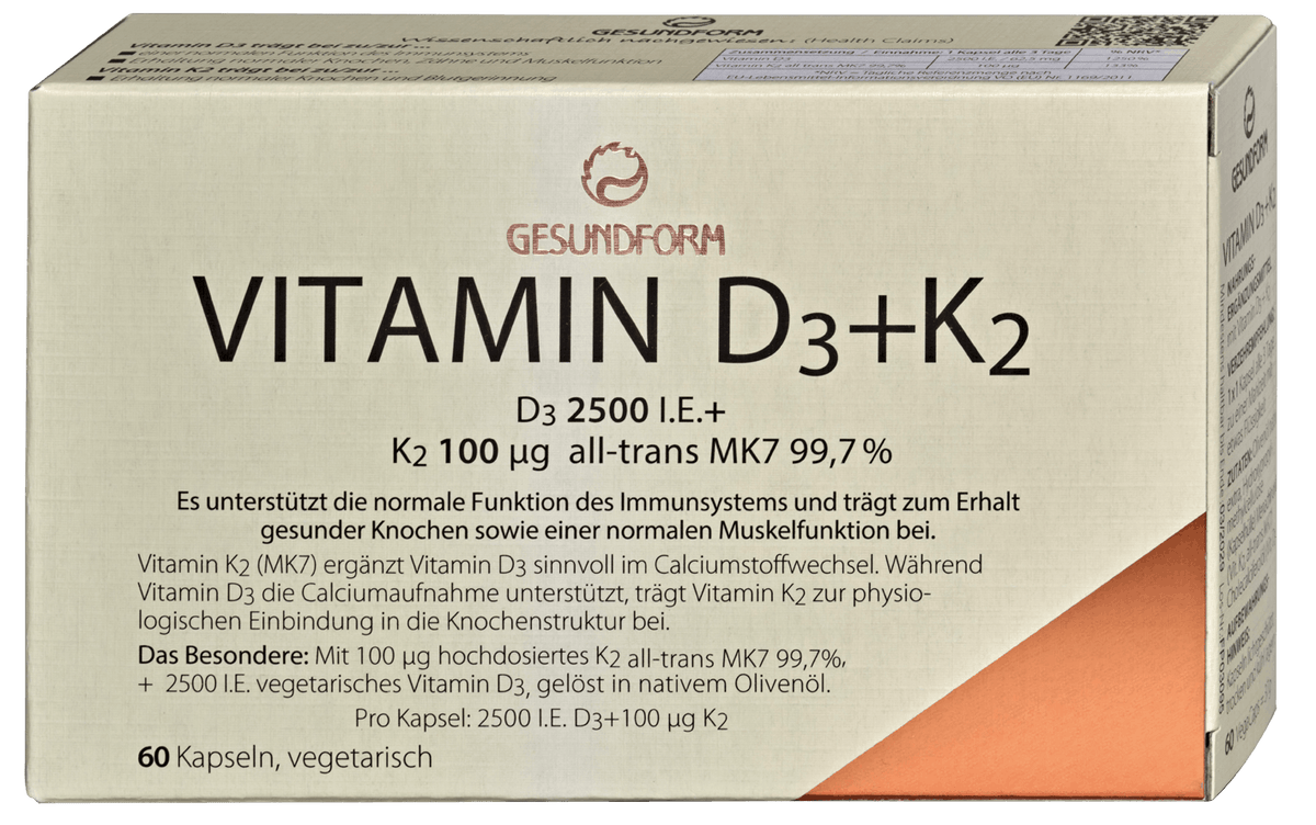 Gesundform Vitamin D3+K2, 60 Kapseln