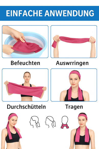 Kühlhandtuch pink in praktischer Transportbox