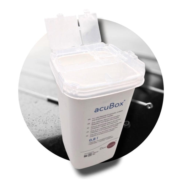 Abwurfbehälter acuBox 0,8L weiß